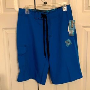 Men’s Blue Swim Trunks Burn Side w/ no Inner liner